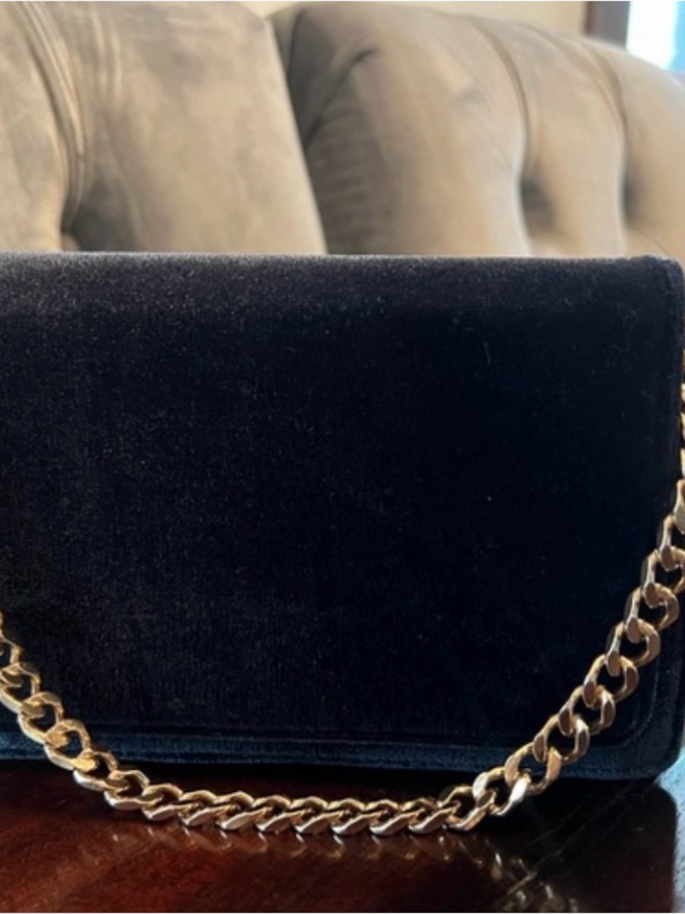 Anthropologie black velvet clutch bag - Picture 7 of 7